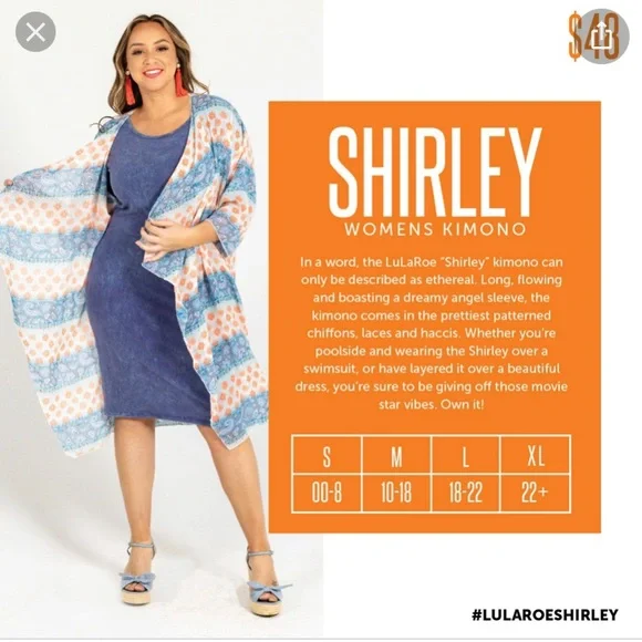 Lularoe Shirley Kimono black with floral print Size Large - Picture 6 of 6